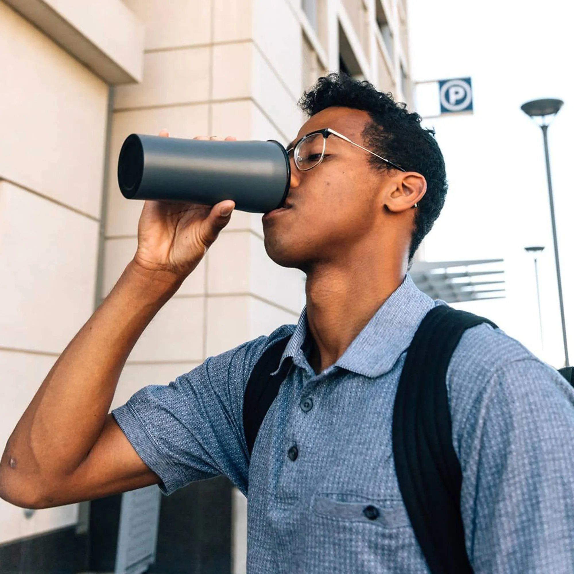 Sttoke Ceramic Reusable Coffee Cup 350ml Slated Grey