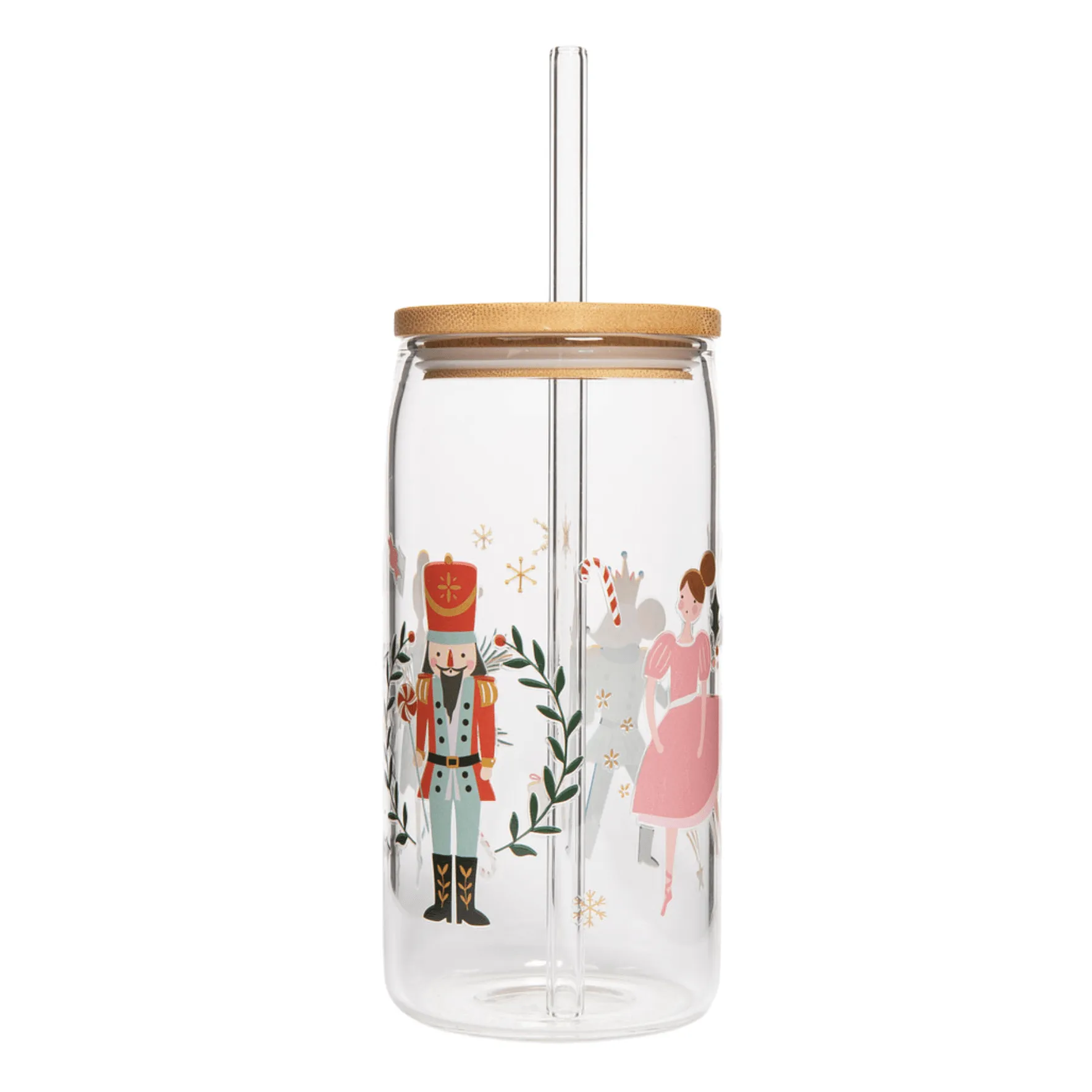 Sweet Water Decor - *NEW* Nutcracker 17 oz Can Glass w/ Straw & Lid