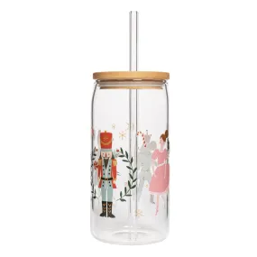 Sweet Water Decor - *NEW* Nutcracker 17 oz Can Glass w/ Straw & Lid