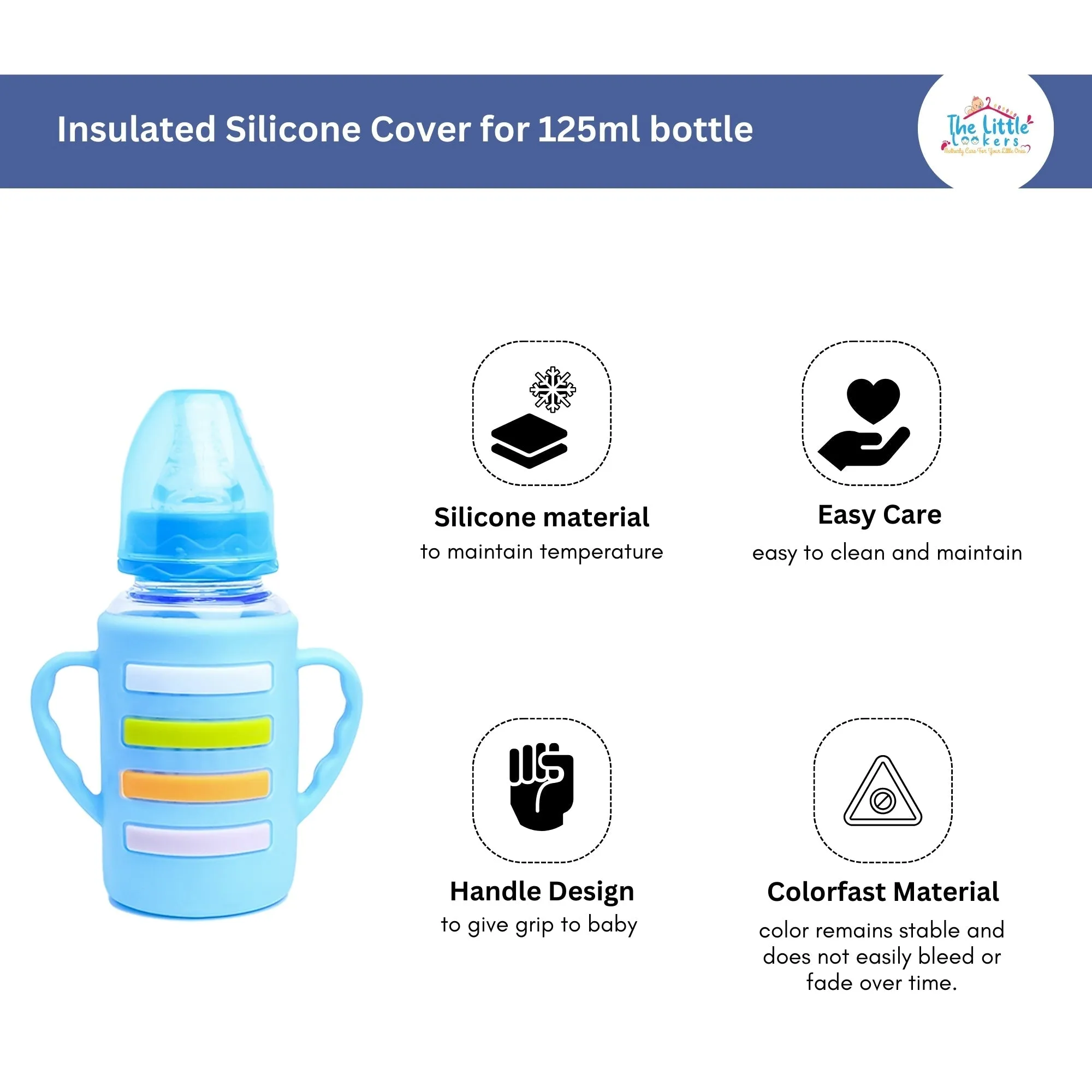 THE LITTLE LOOKERS Baby Bottle Cover with Handle/ Silicone Warmer Cover for Baby/Newborn/Infants/Toddlers-120ml & 240ml Combo ( Pack of 2)