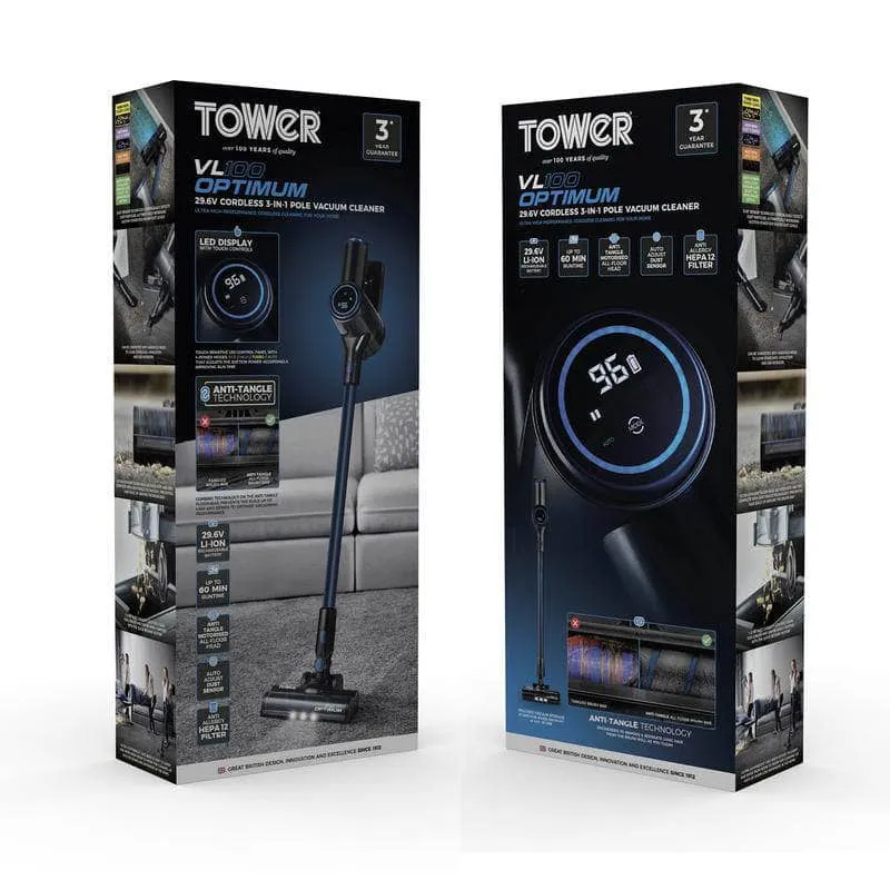 Tower Optimum Cordless 3 In 1 DC Vacuum Cleaner