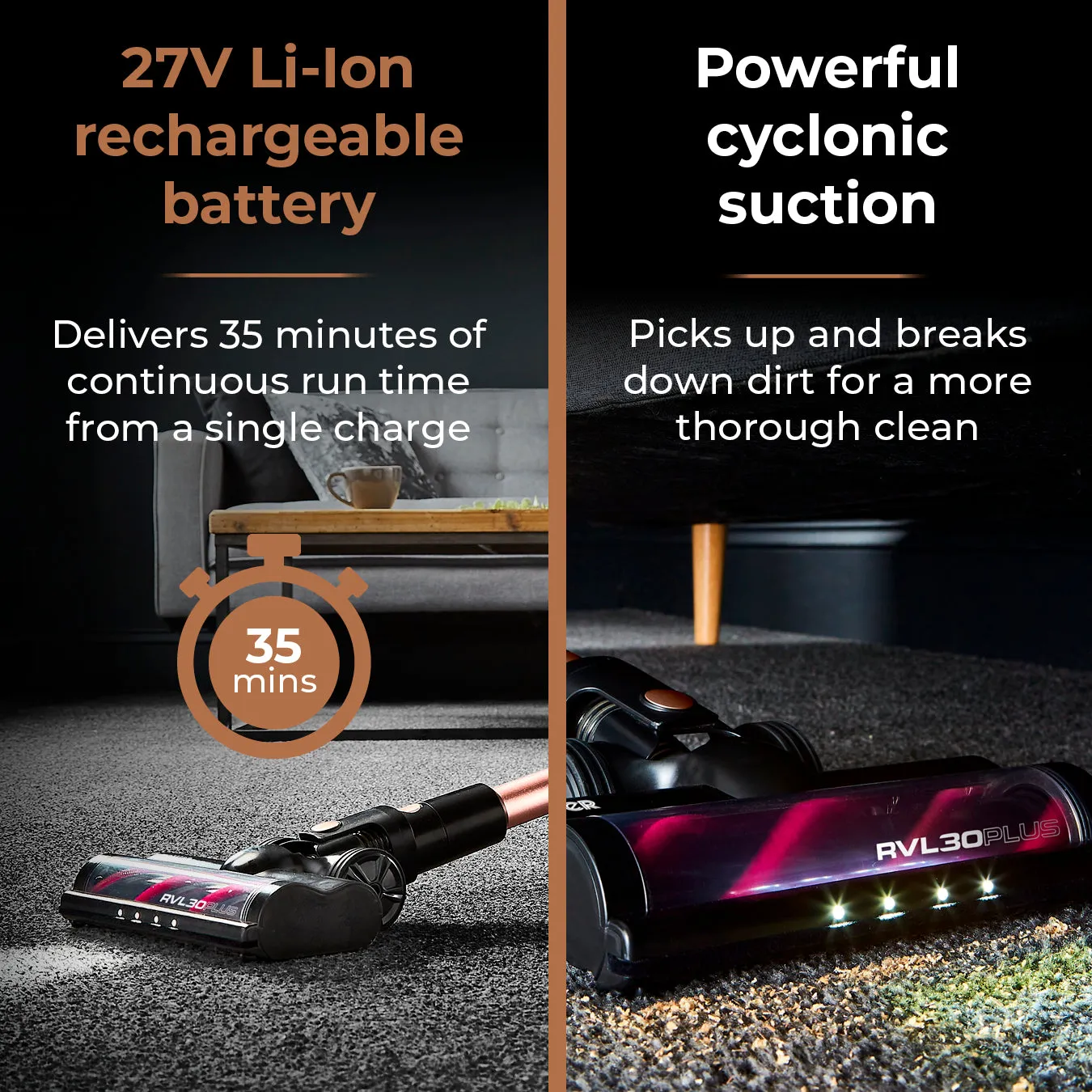 Tower VL30 Plus 22.2V Cordless 3-IN-1 DC Vacuum Cleaner - Rose Gold