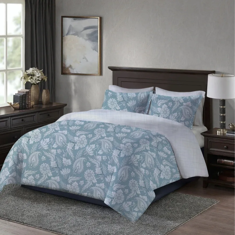 Varessa Aiguablava 100% Cotton Printed King Comforter Set (5 Pcs)