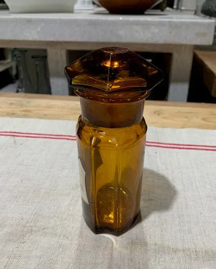 Vintage  Amber Pharmacy  Glass Bottle #5387