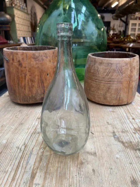 Vintage Flat Demijohn Glass Bottle  #6031  Byron