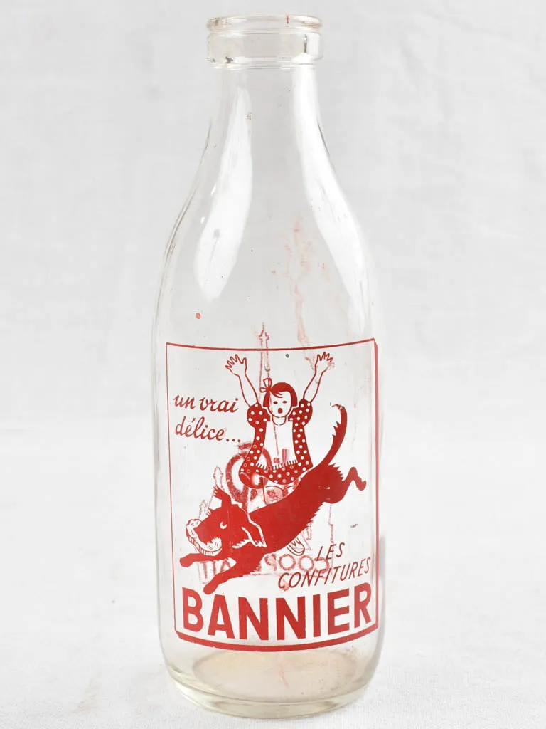 Vintage glass milk bottle - Bannier 10¾"