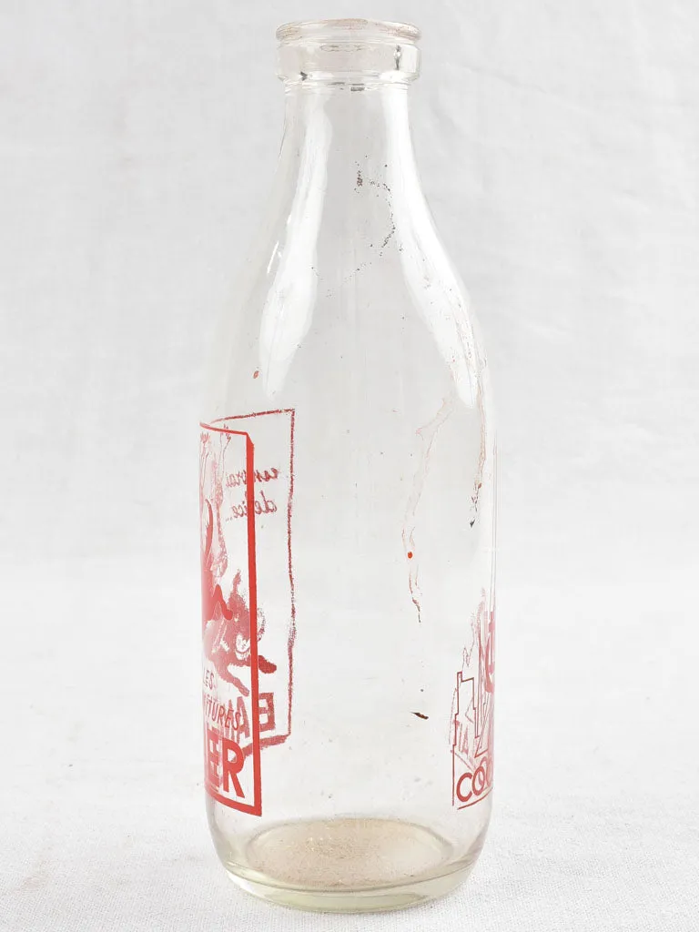 Vintage glass milk bottle - Bannier 10¾"