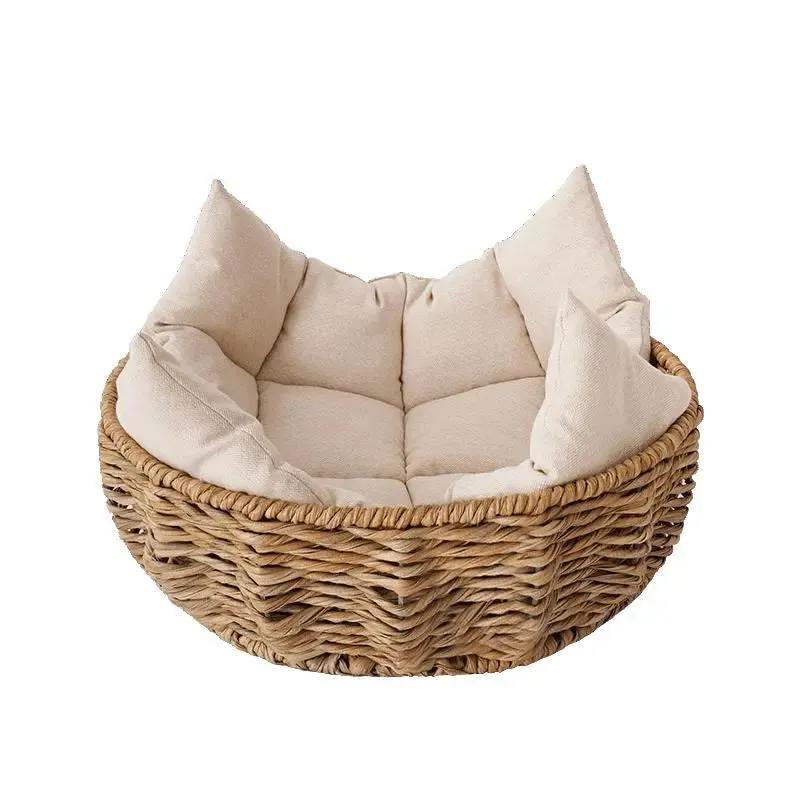 Woven Rattan Pet Bed - Luxurious Hand-Woven Pet House for All Seasons